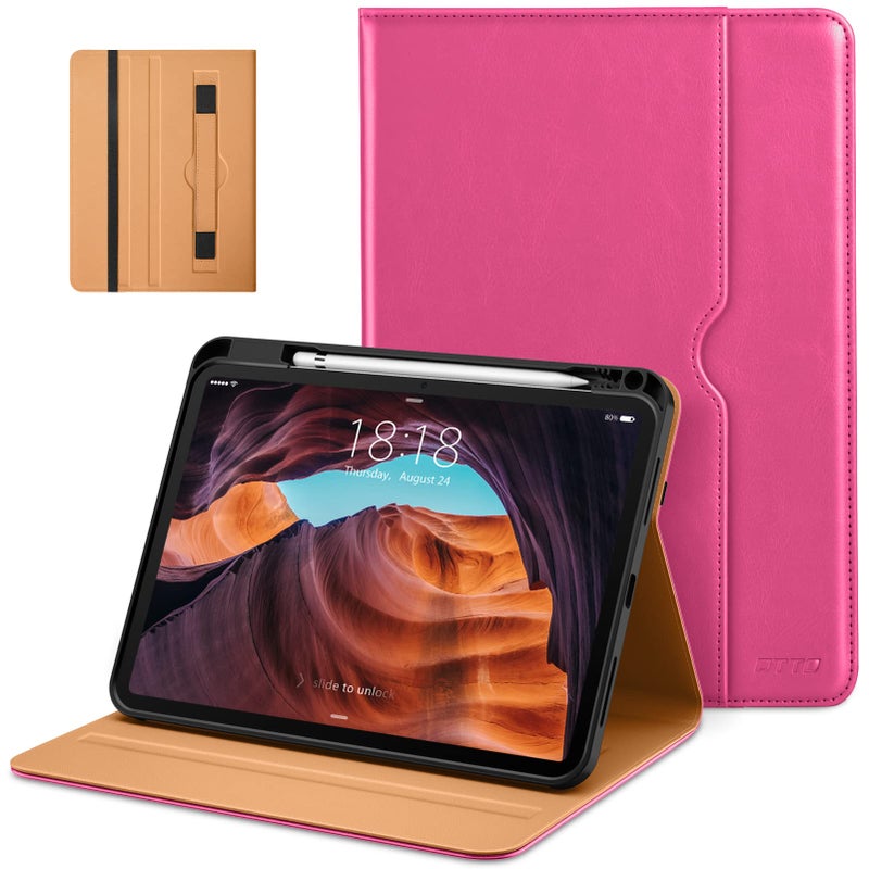 DTTO for iPad (A16) 11th Generation Case 11 Inch 2025, iPad 10th Generation Case 10.9 Inch 2022, Premium Leather Business Folio Stand Cover with Pencil Holder - Auto Wake/Sleep, Rose Red A2 - Image 1