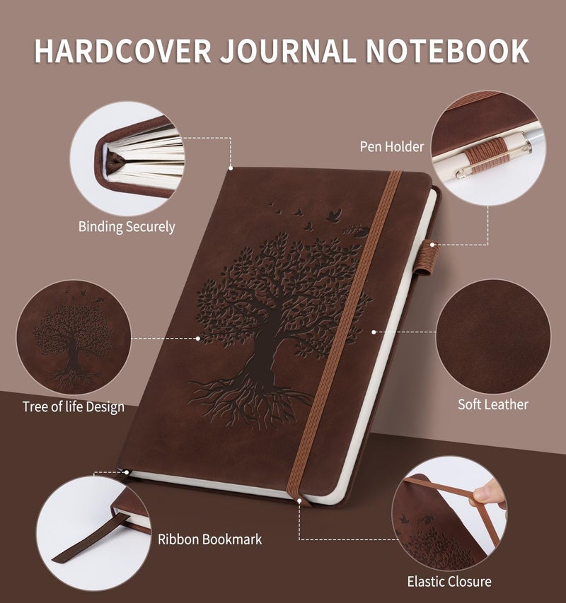 ALKALO Lined Journal Notebook for Women Men, A5 Hardcover Leather Journals for Writing, 200 Pages Thick Paper, Daily Journal Notebook for Work, School, Note Taking, Business, Travel, College Ruled - Image 2