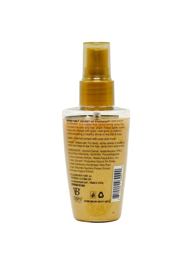 EBIN NEW YORK Secret of Pharaoh Hair & Body Glitter Mist Spray, Easy to Apply, Hydrating, Cruelty-Free, Gifts for Girls, Boys, Men - Gold, 2.37 fl oz  - Image 2