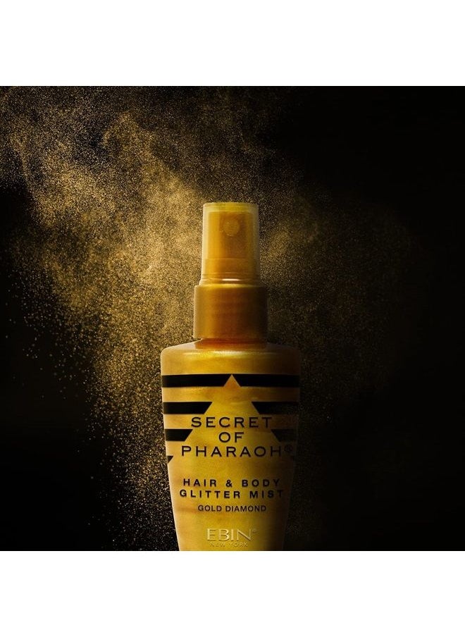 EBIN NEW YORK Secret of Pharaoh Hair & Body Glitter Mist Spray, Easy to Apply, Hydrating, Cruelty-Free, Gifts for Girls, Boys, Men - Gold, 2.37 fl oz  - Image 1