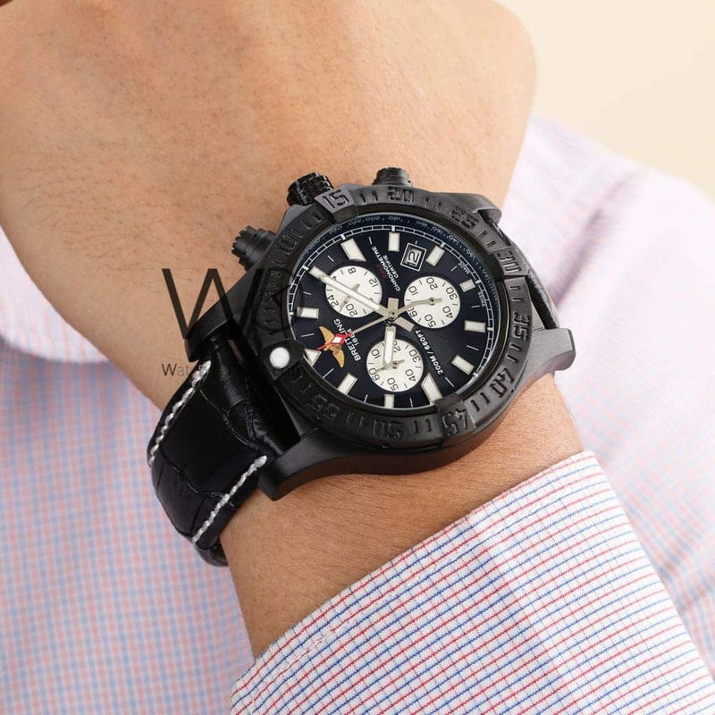Breitling for Men Black Watch with Black Leather strap 1133 - Image 3