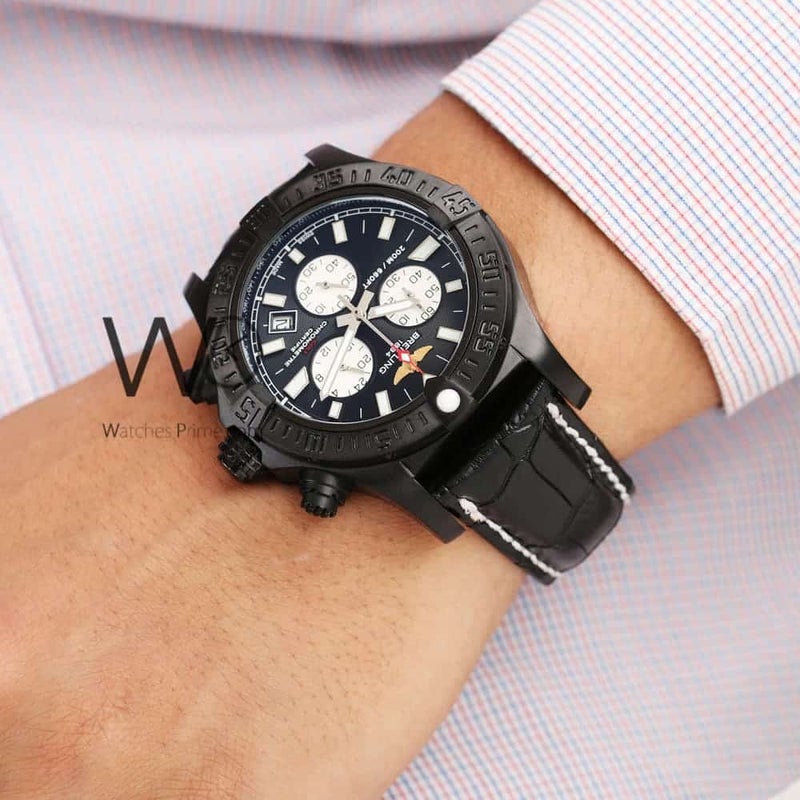 Breitling for Men Black Watch with Black Leather strap 1133 - Image 4