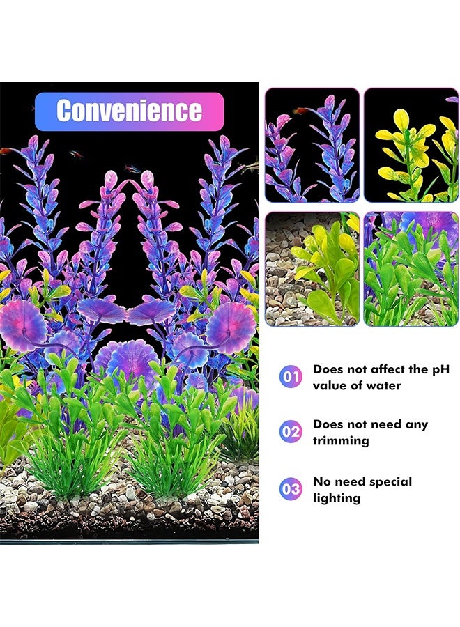 4 قطع ديكورات حوض السمك، نباتات مائية صناعية للأحواض، نباتات بلاستيكية خضراء لتزيين حوض السمك، إكسسوارات ديكور منزلي لحوض السمك نباتات خضراء، نباتات بلاستيكية لزينة الأحواض - Image 5