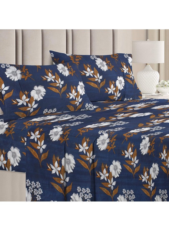 BSB HOME BSB HOME Premium Double Bedsheet with 2 Pillow Covers - 160 TC Supersoft Microfiber - Breathable & Wrinkle Free - 3 Pcs Set | Blue & Brown  - Image 1