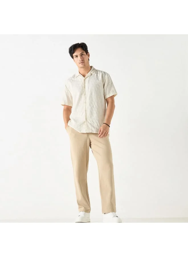 Iconic Iconic Textured Pants with Semi-Elasticated Waistband and Pockets