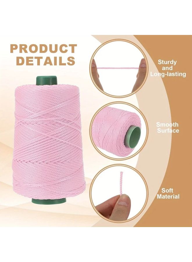 Rose Red Bright Pink Macrame Rope 2 Rolls 3mm Hollow Braided Cord 200m For DIY Crafts - Image 4