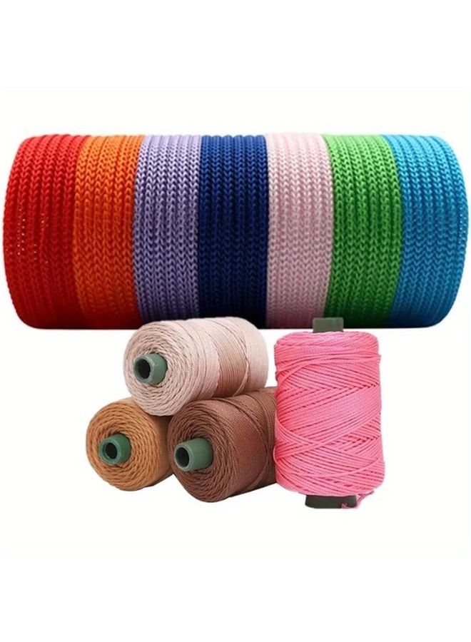 Rose Red Bright Pink Macrame Rope 2 Rolls 3mm Hollow Braided Cord 200m For DIY Crafts - Image 2