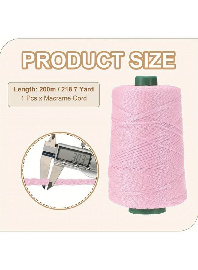 Rose Red Bright Pink Macrame Rope 2 Rolls 3mm Hollow Braided Cord 200m For DIY Crafts - Image 3