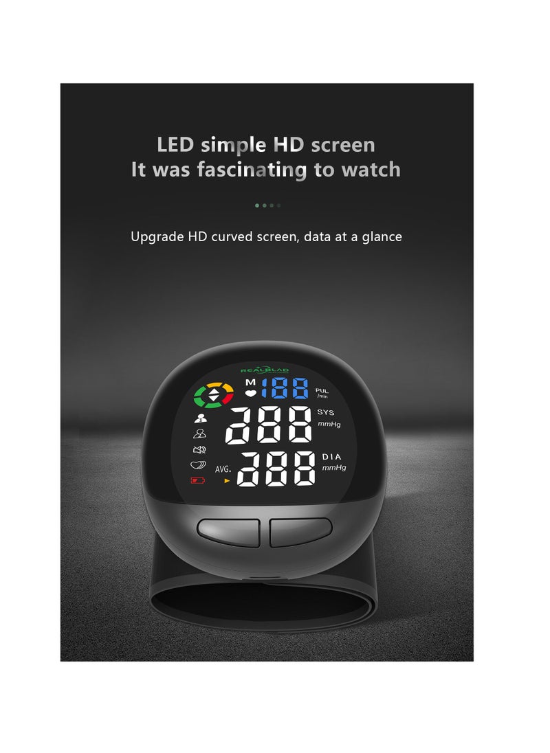 REALBLAD Wrist Blood Pressure Monitor - High-Precision, Portable, and Easy-to-Use Device for Accurate Blood Pressure and Heart Rate Tracking, Ideal for Home and Travel Use