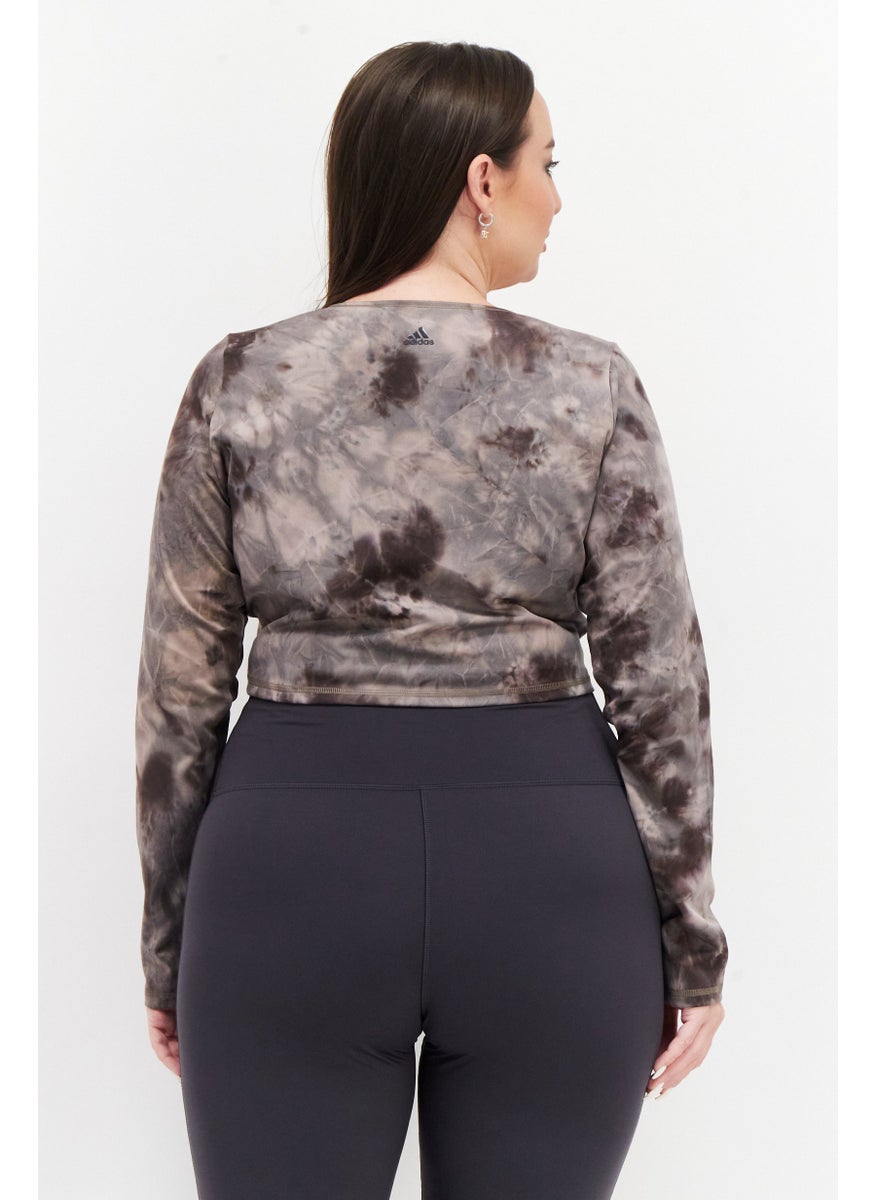 Adidas - Women Sportswear Fit Long Sleeves Running Tops, Brown/Black - Image 1
