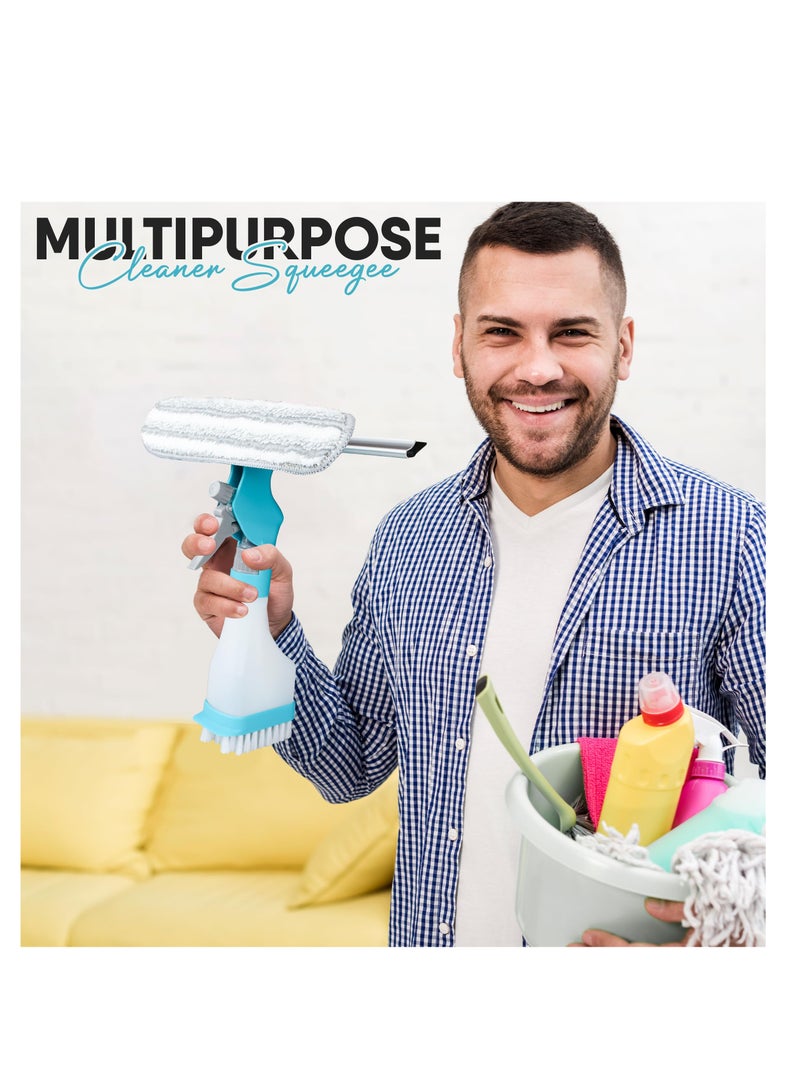 ممسحة للأبواب الزجاجية، ممسحات زجاج متعددة الاستخدامات، فرشاة زجاج ثقيلة، لزجاج السيارة، المطبخ، أبواب الدش في الحمام مع زجاجة رش، ممسحة، أدوات فرشاة - Image 4