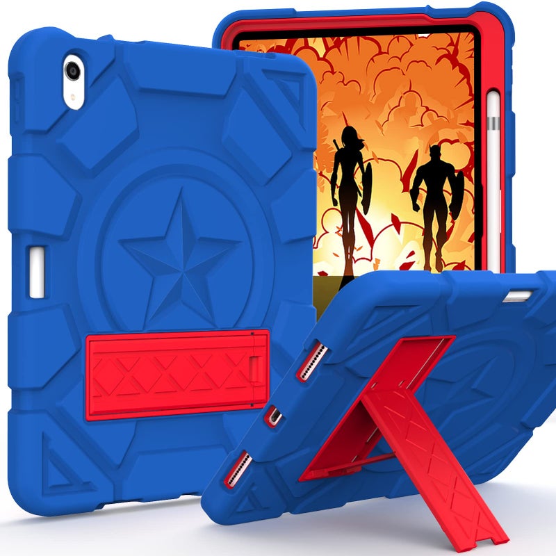 Rantice Case for iPad A16 11th Generation 11 Inch iPad 10th Generation Case 109 Inch Heavy Duty Shockproof Protective Cover with Kickstand Pencil Holder BlueRed