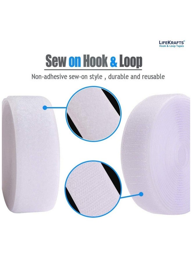 LifeKrafts Non Adhesive Hook Tape & Non Adhesive Loop Tape (5M x 25mm, White Color) - Sew-On Fabric Fastener for Crafts, Clothes, Shoes, DIY Projects - No Glue Backing - Image 3