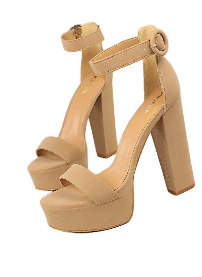 RIOXS Heeled Sandals For Women, Stylish Chunky Heels Shoes, Comfortable Ankle Strap Open-toe High Heels, Women's 13cm Heeled Sandals, 4.5cm Waterproof Platform Sandal, Summer Dress Shoes For Ladies Women All Kinds of Occasions  - Image 1