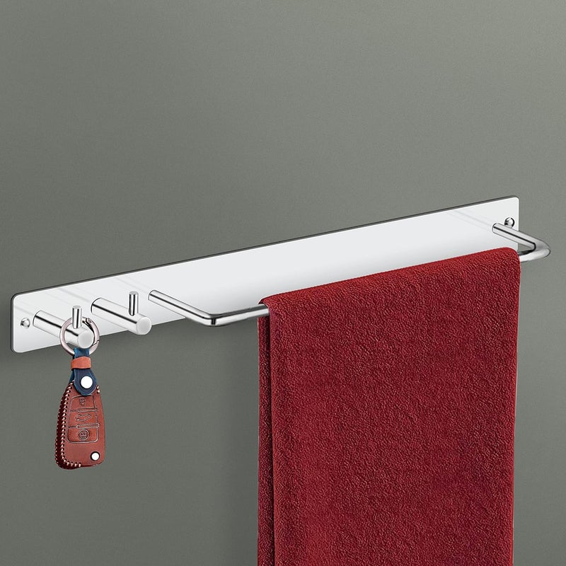 Primax Stainless Steel Towel Stand/Towel Rod with Hook for Bathroom/Hanger/Bathroom Accessories (Chrome) - Image 1