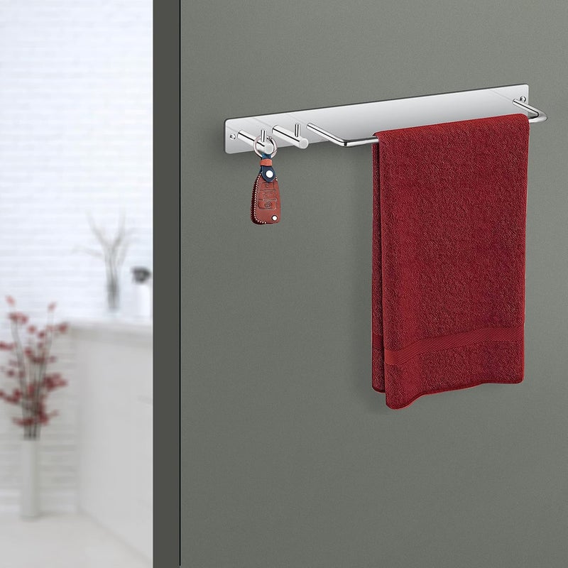Primax Stainless Steel Towel Stand/Towel Rod with Hook for Bathroom/Hanger/Bathroom Accessories (Chrome) - Image 2