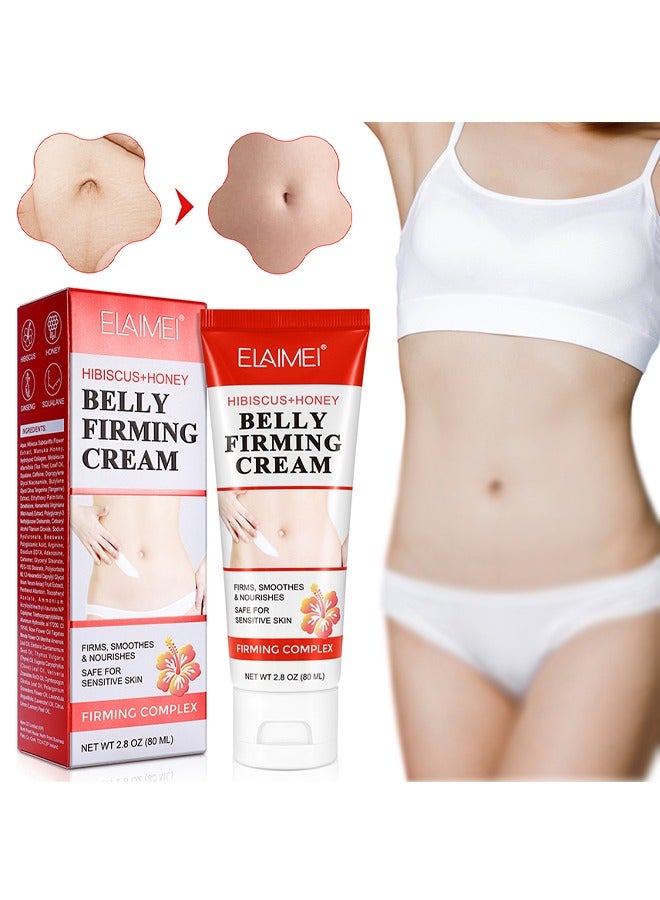 Elaimei Belly Firming Cream,Hibiscus and Honey Cellulite Cream for Thighs Arms and Belly Skin Tightening Cream for Cellulite Firming and Tightening Fat Burner for Women and Men 80ML
