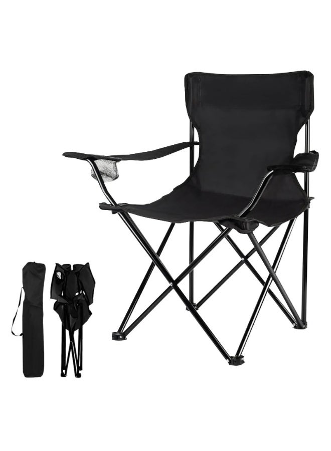 Folding Camping Chair, Portable Travel Beach Chair with Armrests and Cup Holder for Outdoors Camping Trips - Image 3
