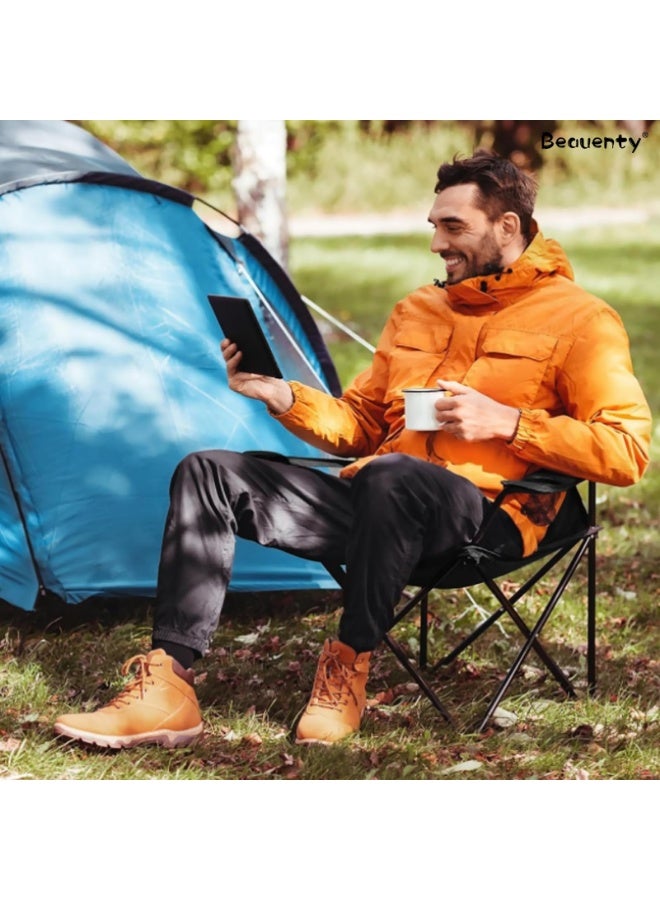 Folding Camping Chair, Portable Travel Beach Chair with Armrests and Cup Holder for Outdoors Camping Trips - Image 4