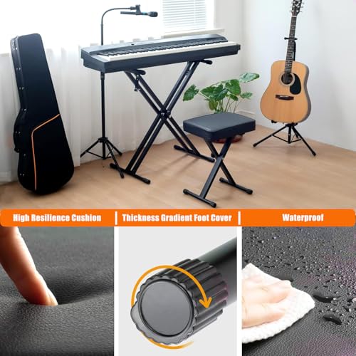 Softline Pro SP50 Keyboard/Piano Bench Adjustable Collapsible X-Style Stool Chair Seat, 2.4 Inch Thickness High-Density Sponge, Non-Skid Design, Black - Image 3