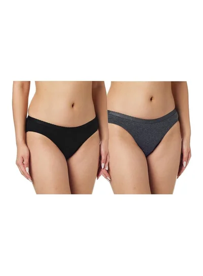 JOCKEY Jockey 1525 Women Medium Coverage Super Combed Cotton Mid Waist Bikini with Exposed Waistband and StayFresh Treatment Pack of 2