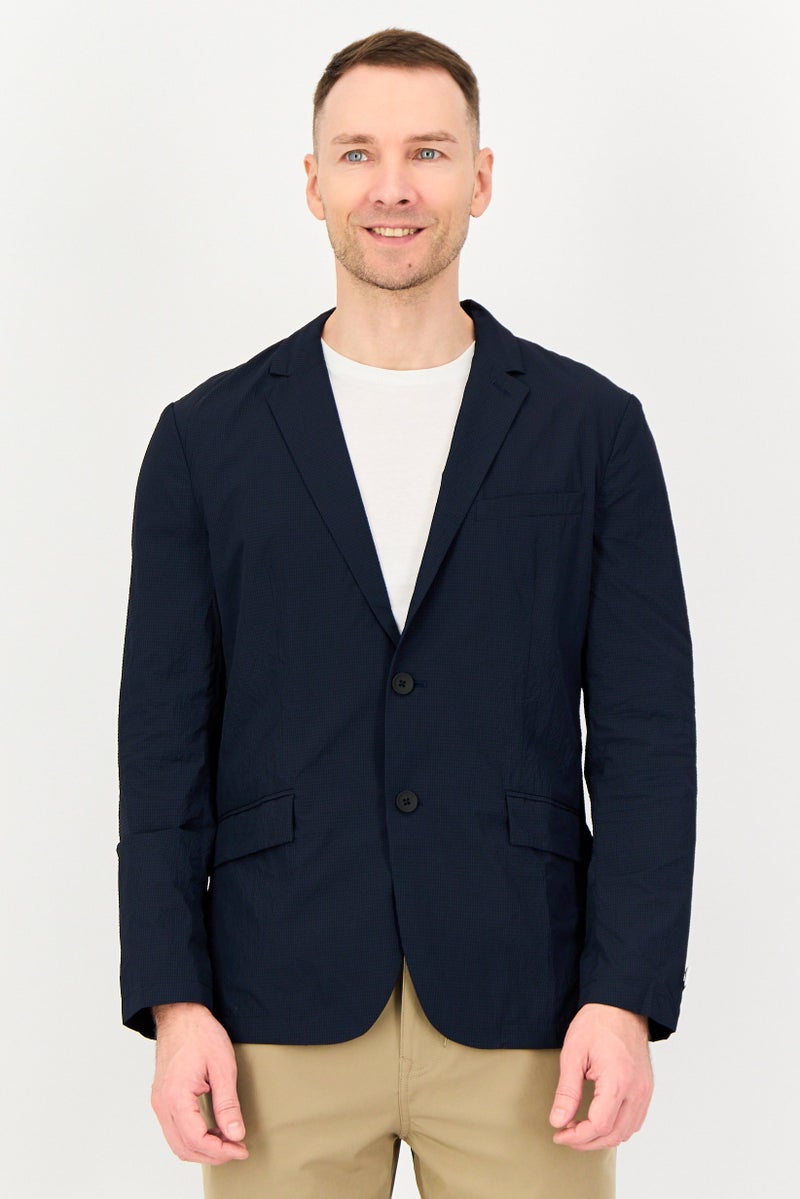 SELECTED Men Regular Fit Micro Striped Casual Blazer, Navy - Image 1