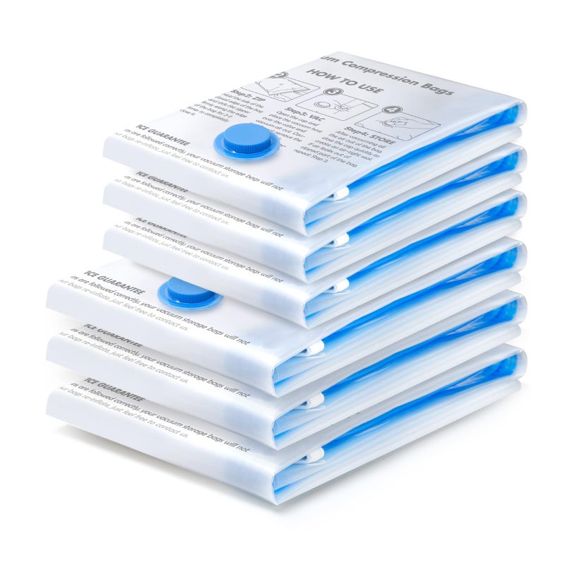BoxLegend Vacuum Storage Bags 6 Packs Space Saving Bags Vacuum Bags Vacuum Pack Storage Bags 3 Large 80x60cm3 Small 60x40cm Double Zip Seal  Leak Valve Reusable for Clothes Pillow Comforters Bedding