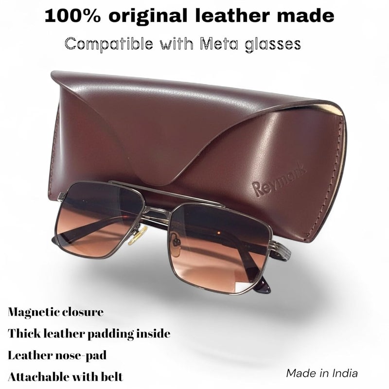 Revmark Genuine Leather Sunglass Case, Vintage Style - Image 5