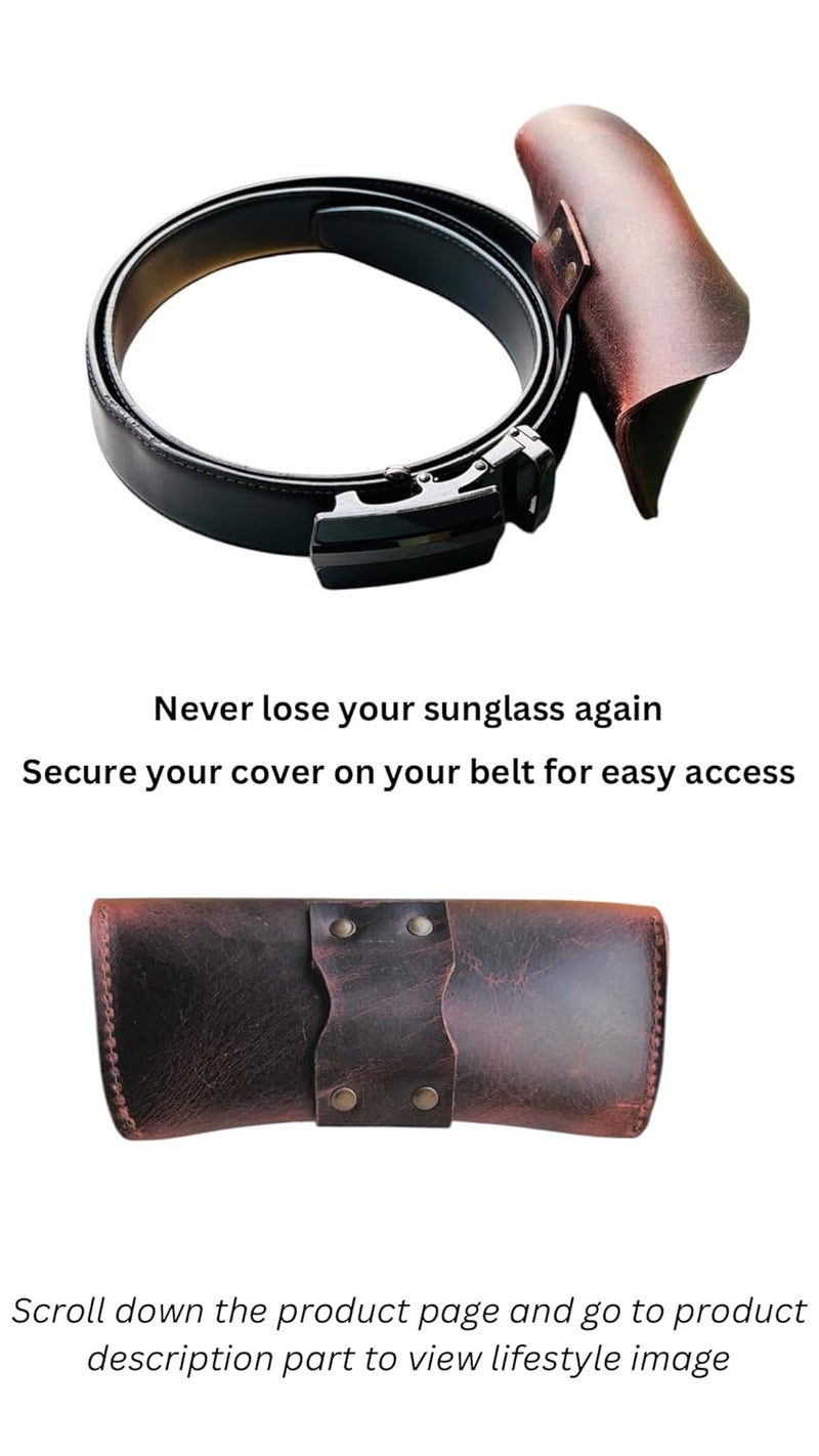 Revmark Genuine Leather Sunglass Case, Vintage Style - Image 4