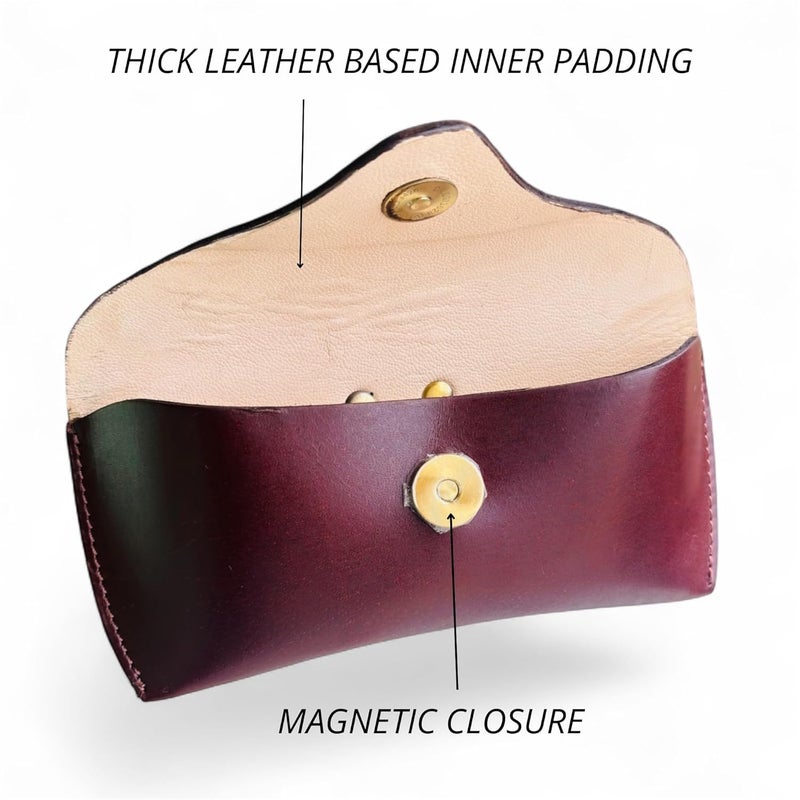 Revmark Genuine Leather Sunglass Case, Vintage Style - Image 3