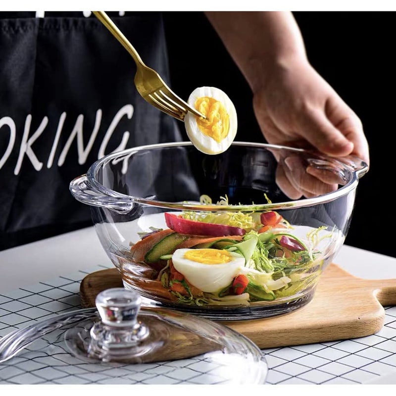 PrimeWorld 3pcs set of 1000 ml each Casserole With Glass lid Microwave Oven Safe Serving Bowl Tempered Glass for Rice and Boiling Food Multipurpose 3pcs 1 ltr Casserol each - Image 5