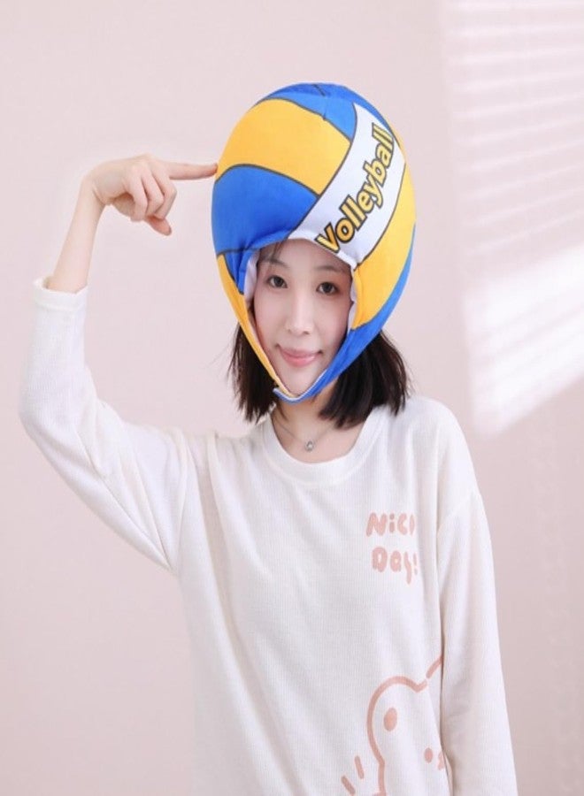 HIPIHOM Plush Sports Headgear Hat Halloween Hat Funny Novelty Toy Photo Props Warm Cosplay Costume Head Accessories for Party (Volleyball) - Image 2