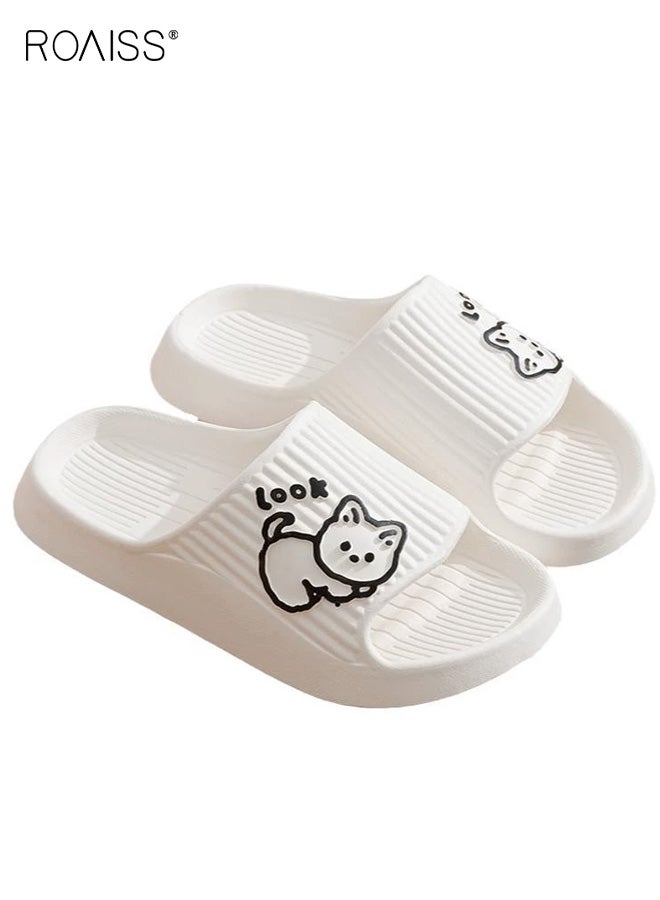 roaiss Couple's Non-Slip Slippers, Summer Soft-Step Slippers for Men and Women, Home Use, Thick-Soled Soft-Bottom Bathroom Slippers, EVA Anti-Odor Slippers for Indoor/Outdoor Wear, White - Image 3