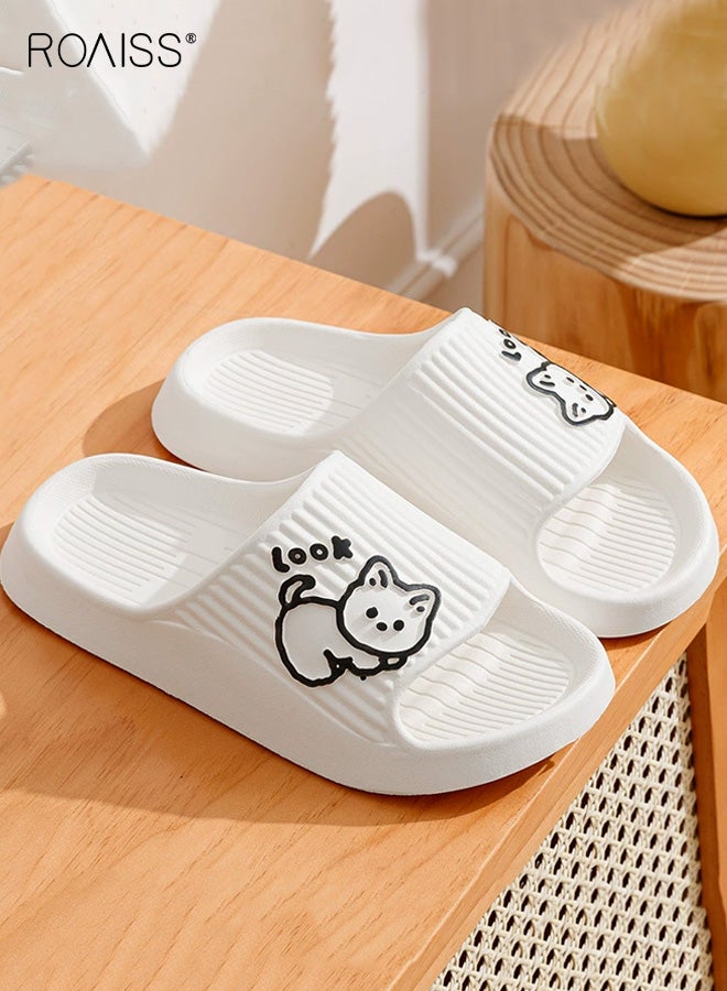roaiss Couple's Non-Slip Slippers, Summer Soft-Step Slippers for Men and Women, Home Use, Thick-Soled Soft-Bottom Bathroom Slippers, EVA Anti-Odor Slippers for Indoor/Outdoor Wear, White - Image 1