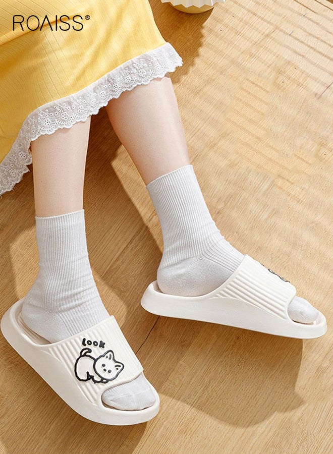 roaiss Couple's Non-Slip Slippers, Summer Soft-Step Slippers for Men and Women, Home Use, Thick-Soled Soft-Bottom Bathroom Slippers, EVA Anti-Odor Slippers for Indoor/Outdoor Wear, White - Image 2