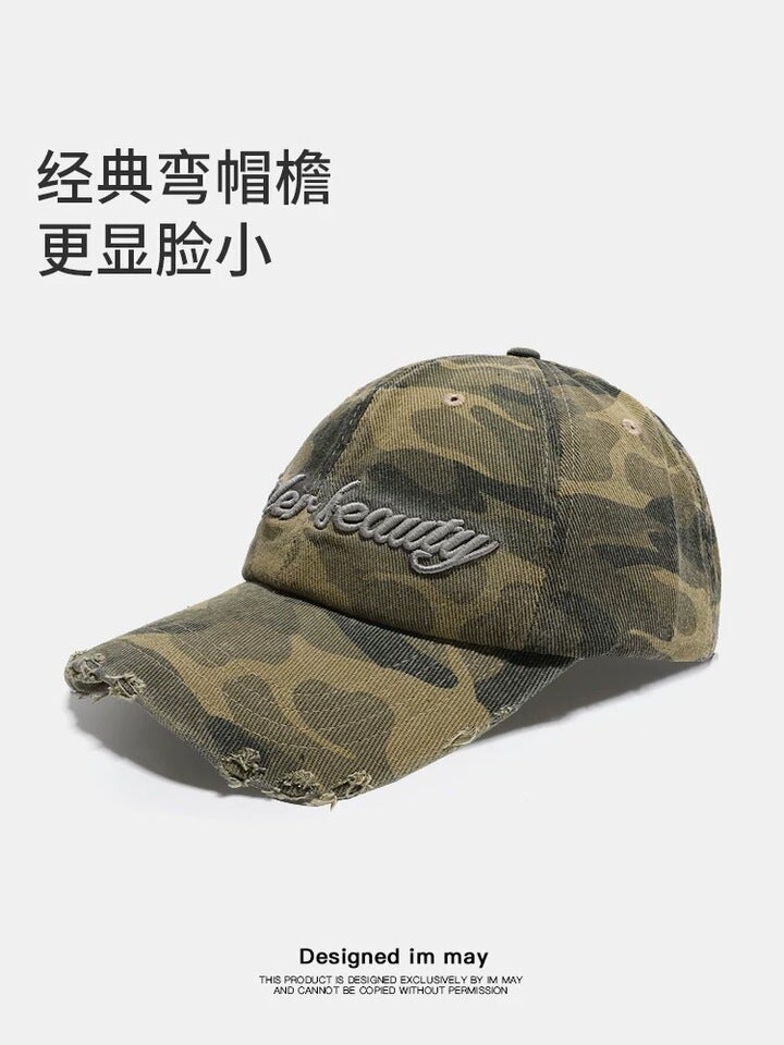 Baseball Cap Couple New Letter Camouflage Outdoor UV Protection Men Street Trendy Hat - Image 4