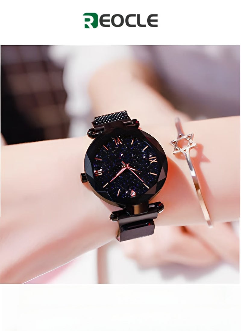 REOCLE Women's Quartz Watch with Stainless Steel Strap & Round Diamond Dial & Date & Daily Waterproof Elegant Wrist Watch as Ladies Gifts  - Image 1