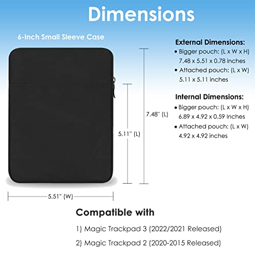 ProElife Premium Water-Resistant Sleeve Case Protector for Apple Magic Trackpad 3 / Magic Trackpad 2 Accessory Durable Touchpad Protective Bag Cover with Pouch for Charger Cable (Black) - Image 2