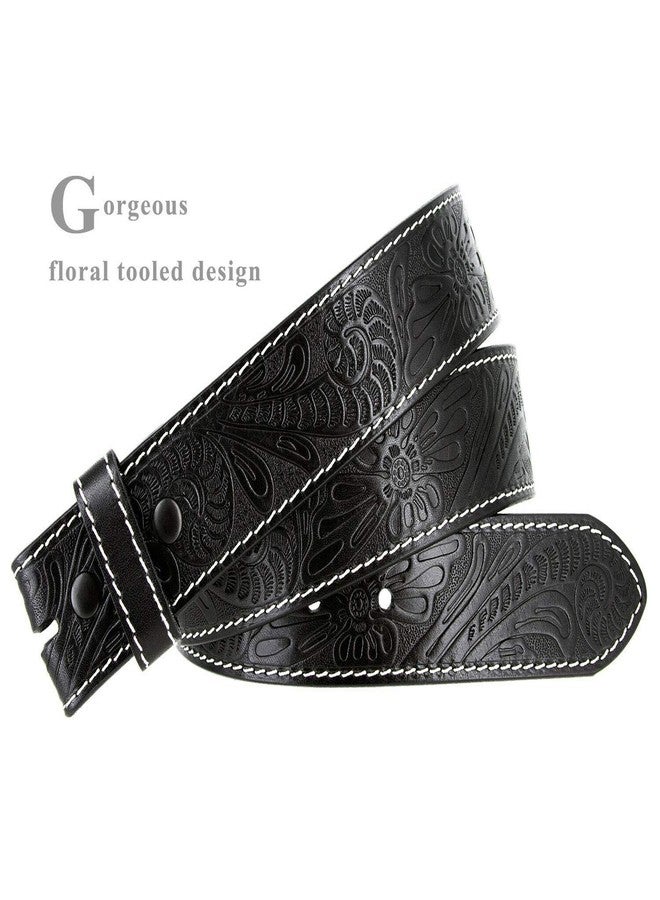 Belts.com Genuine Full Grain Western Floral Engraved Tooled Leather Belt Strap 1-1/2" Wide (Black, 38) - Image 2