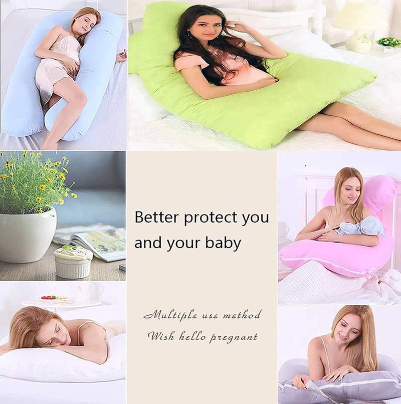 Jaipur Linen Full Body Pregnancy, U Shaped Maternity Pillow for Pregnant Women and Back Pain - Pink - Image 5