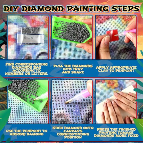 Jaloro 16 Pack 5d Diamond Painting Kits for Adults DIY Flower Animal Diamond Painting Kits Round Crafts for Adults Beginner Home Wall Decoration Gift 11.8 x 15.7 Inches(Animal) - Image 5