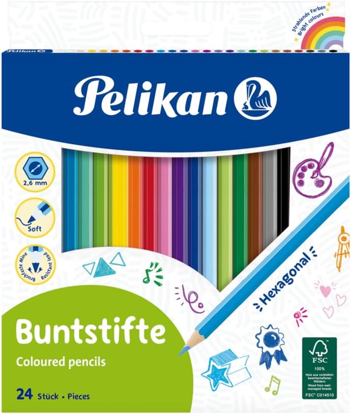 Pelikan 724013 24-Piece Coloured Pencil Set, Multicolour, 3mm Lead, 17.5cm - Image 1