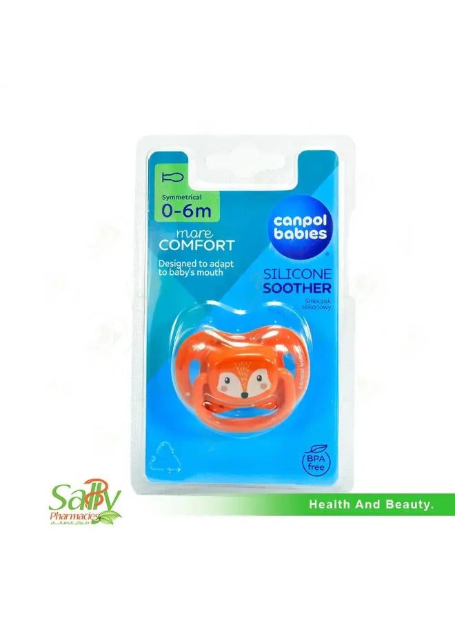Canpol babies Canpol Baby Silicone Soother – Orange with Cute Animal Print