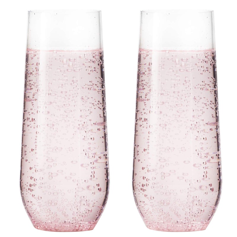 Youngever Youngever 16 pack Shatterproof Champagne Flute 7 Ounce Plastic Champagne Flutes Champagne Glasses Recyclable Champagne Plastic Cup Stemless Shatterproof Flute Glasses No Dishwasher
