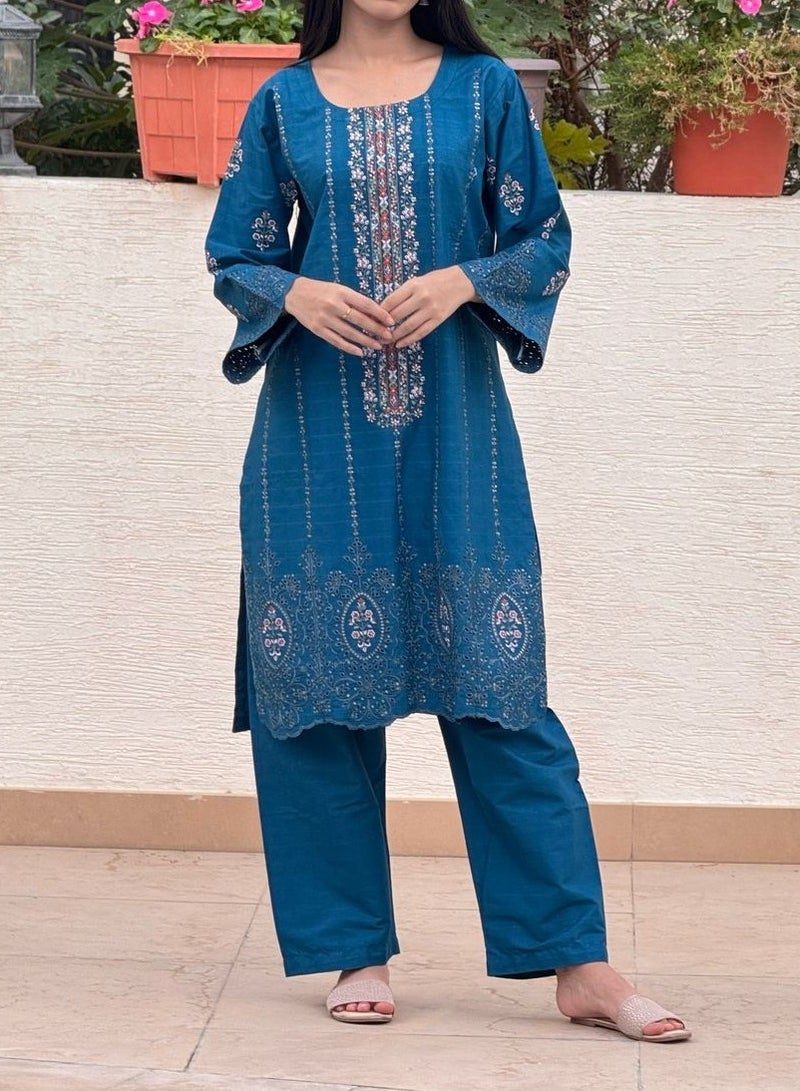 Winchell's Cotton Salwar Kameez – Blue, Medium Size - Image 2