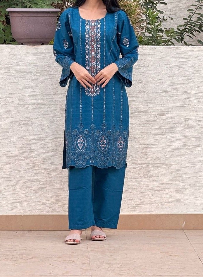 Winchell's Cotton Salwar Kameez – Blue, Medium Size - Image 3