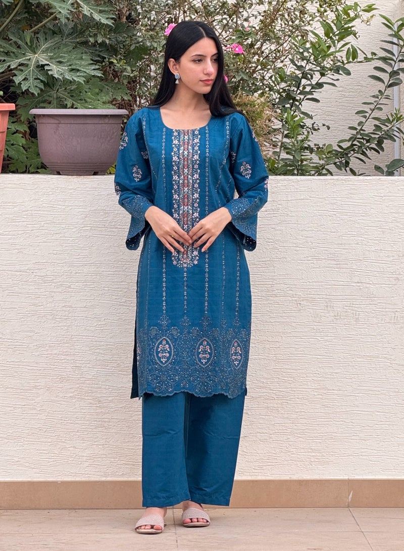 Winchell's Cotton Salwar Kameez – Blue, Medium Size - Image 1