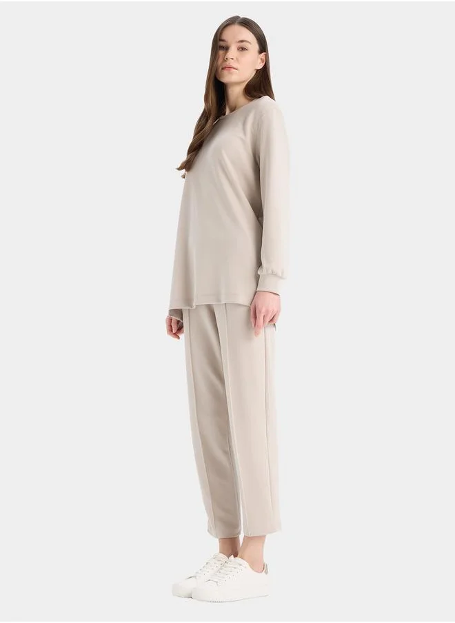 DeFacto DeFacto Women Beige Regular Fit Flexible Waist Pant
