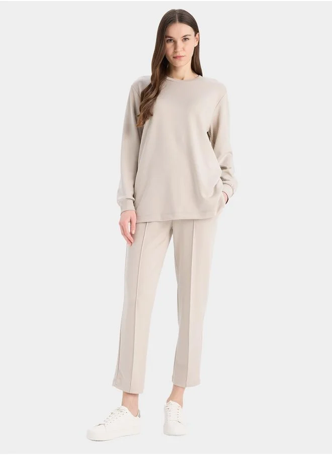 DeFacto DeFacto Women Beige Regular Fit Flexible Waist Pant