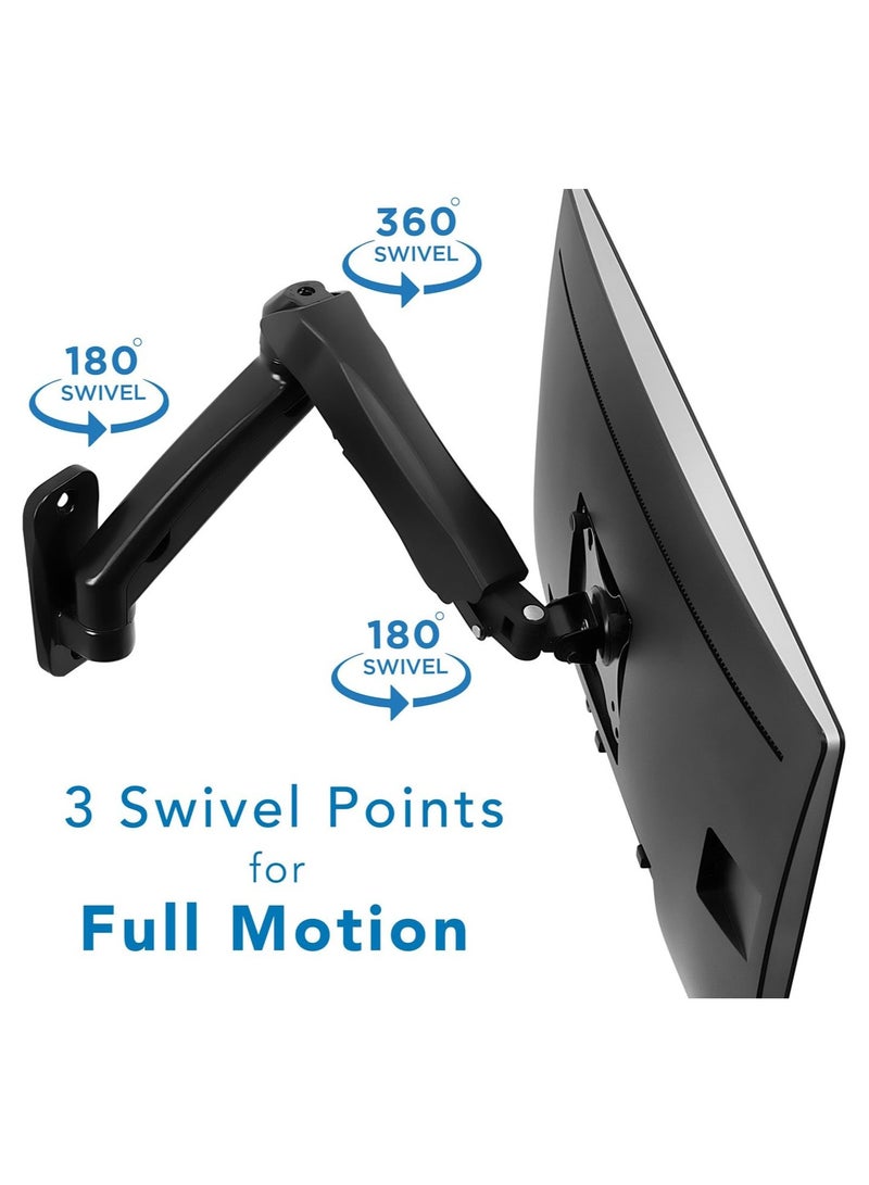 ELTRAZONE Computer Monitor Wall Mount Arm, Height Adjustable Articulating with Gas Spring Arm, for 17-32 inch LCD, LED Computer Monitors (13, 15, 17, 19, 20, 22, 23, 24, 26, 27, 30, 32), VESA 75, 100 - Image 4